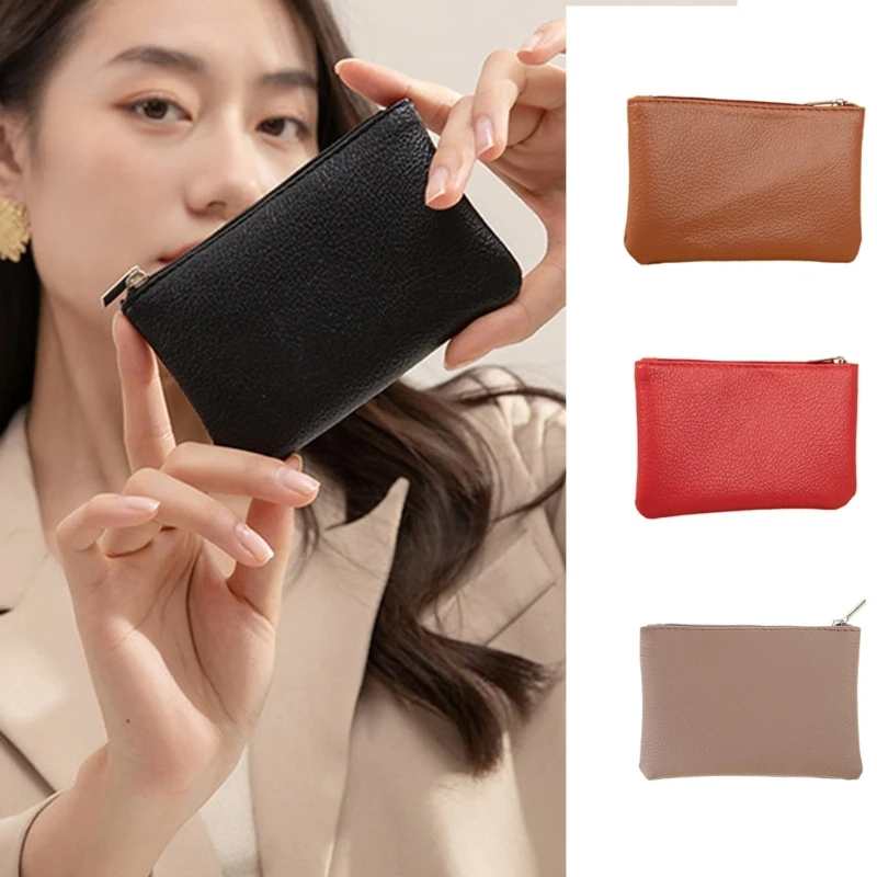 Convenient PU Leather Coin Purse with Secure Zipper Closure for Women and Girls