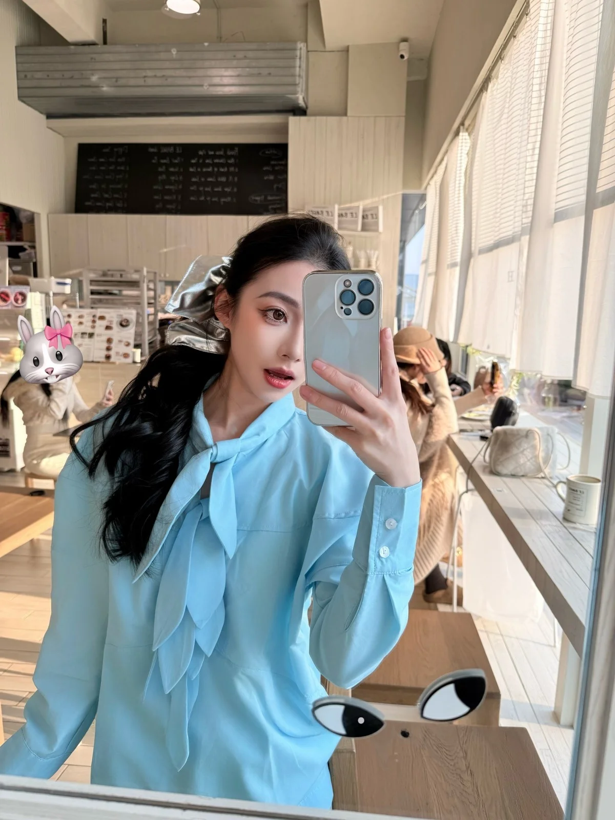 

Повседневная свободная блузка с модным синим дизайном и рукавами-колокол, женская, дышащая, удобная, для весны и лета