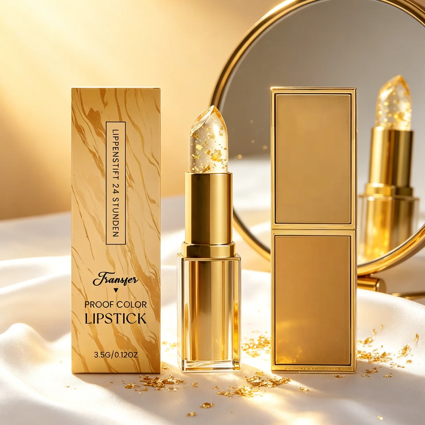 Gold Foil Lipstick Color Changing Brighten Lip Color Jelly Lipstick Moisturizing Smooth Lips Lines Temperature Change Lip Balm