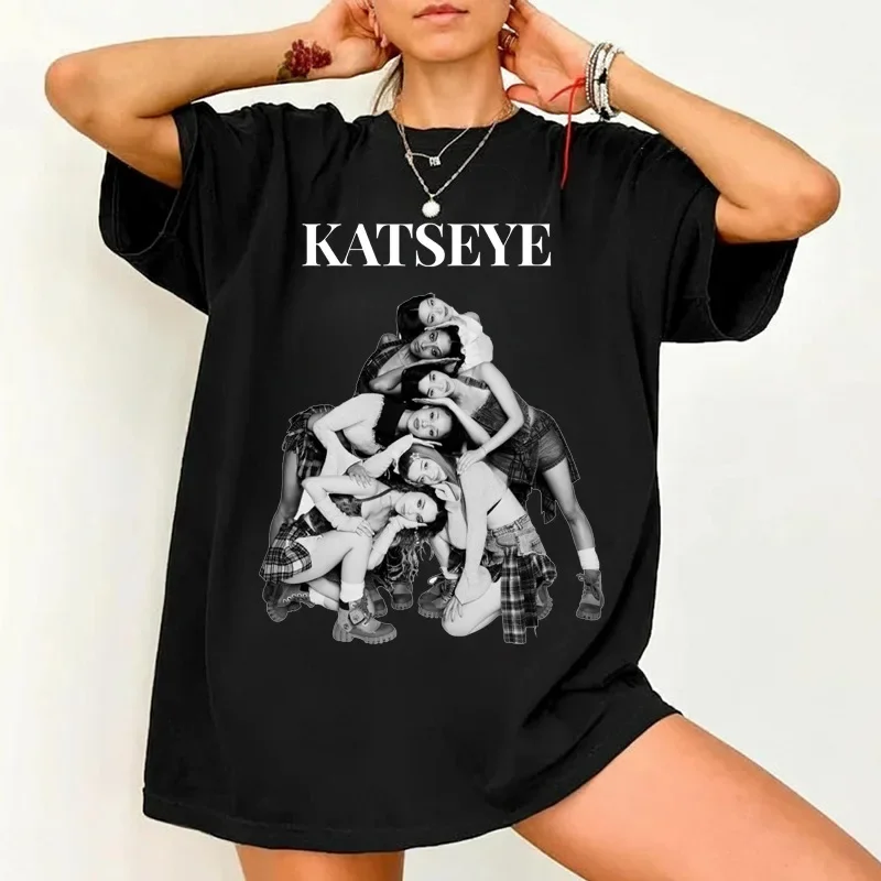 Retro Katseye Beautiful Chaos T-shirts Kpop Tee Kids and Man Oversized Tee Graphic Short Sleeve T-Shirt Unisex Men Women Summer