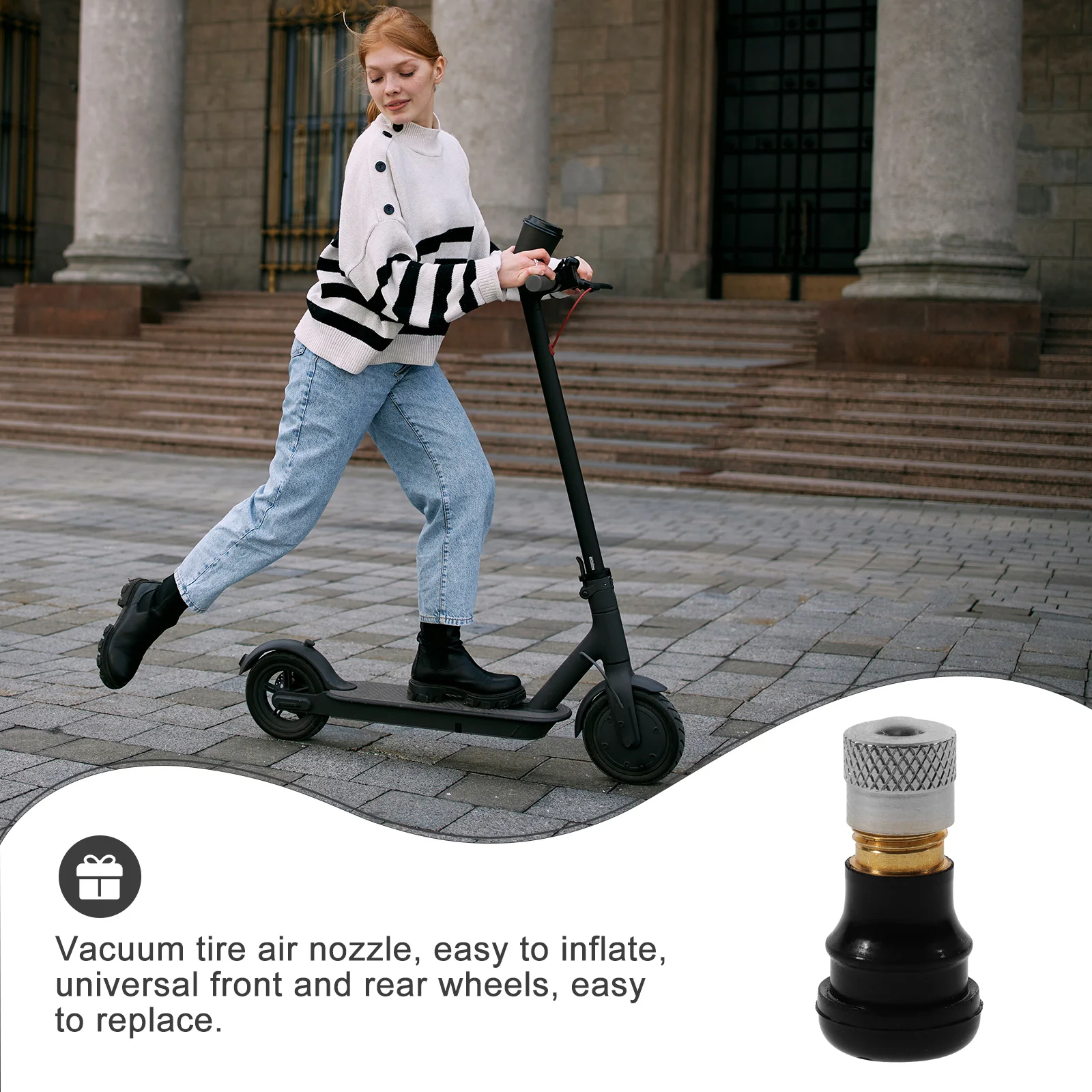 

Electric Scooter Tire Valve Vacuum Stem Tubeless Rubber Replacement for Front Rear Wheels Pump Inflator Accessory