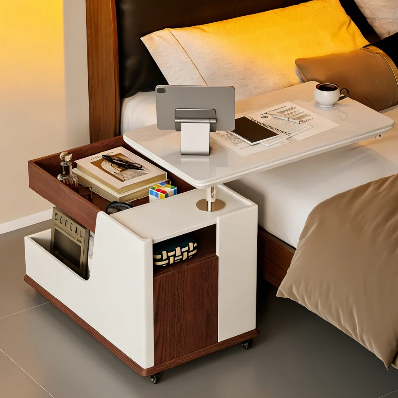 

modern simple coffee table Creative color blocking Movable lifting side table small with wheels couchtisch Living room furniture