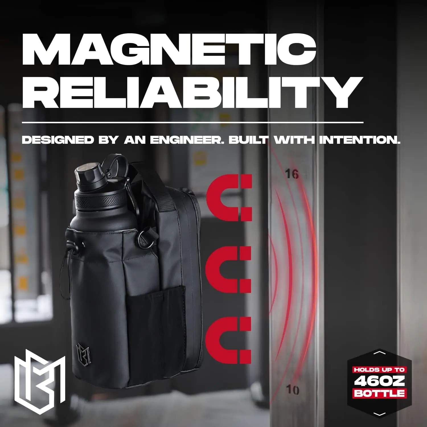 Magnetic Water Bottle Bag Sling Bag for Men Women Strong Magnetic Cup Holder Pouch with Phone Pocket Gym Travel Work Sports Bag