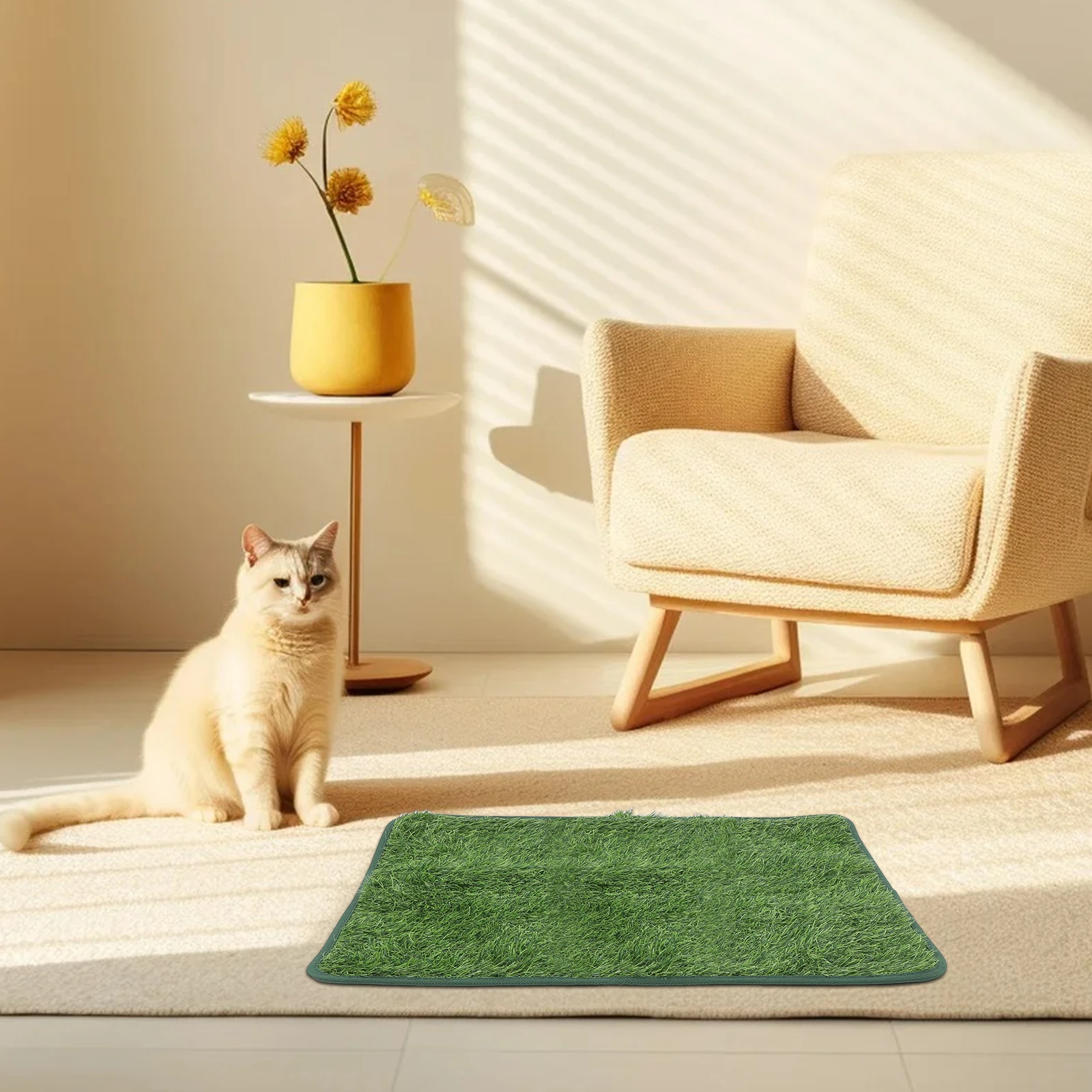 

Pet Pee Pad 45x60cm Easy-Clean Delicate Grass Surface Ideal for Puppy Training Elderly Dogs Portable Pet Supply Mat