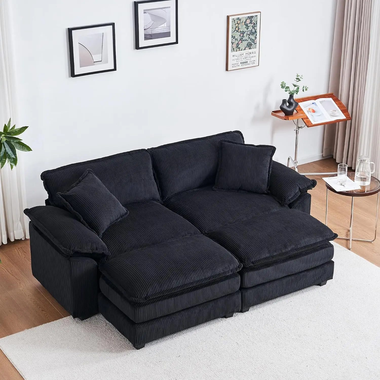 

84.6" W Oversized Chaise Lounge Chair, deep seat sectional Sofa with Ottoman，Oversized sectional Sofa Cloud Couch, l Shaped Couc
