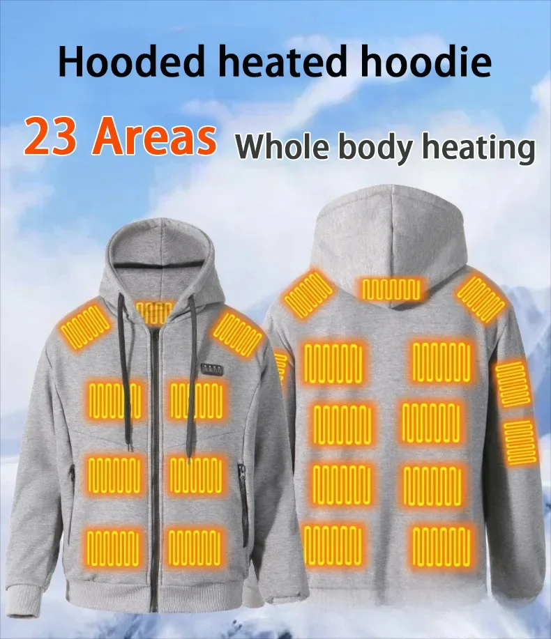 Unisex Smart Heated Hoodie, 23 Zone Heating, Couple Matching Style, Outdoor Wear Constant Warmth Electric Heating Sweatshirt - view 4