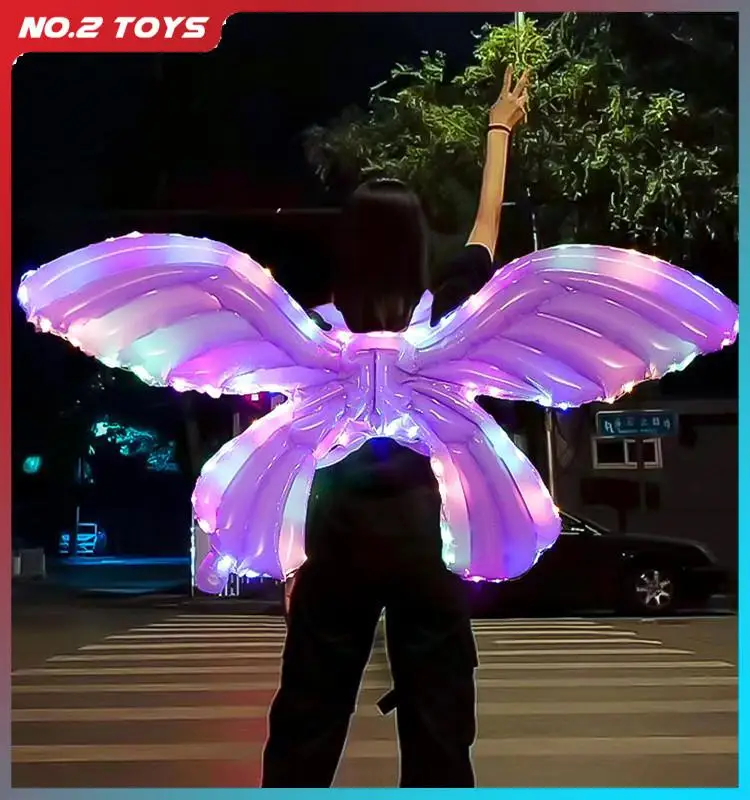 Inflatable Butterfly Wings with Brilliant Lights Backpack Cosplay Pretend Princess Wings Kids Toy Gifts for Girls Girlfriend