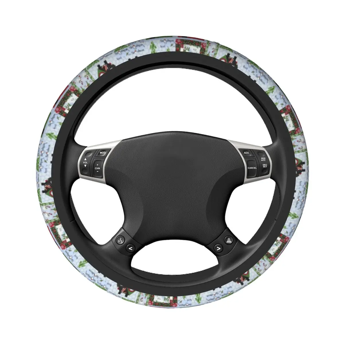 37-38 Steering Wheel Covers Merry Christmas Nordic Universal New Year Auto Decoration Suitable Car Accessories