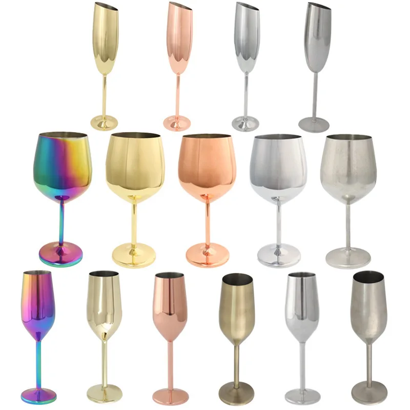 200/500ml Stainless Steel Wine Glass Cocktail Goblet Red Wine Glass Creative Metal Wine Glass Champagne Cup for Bar Restaurant