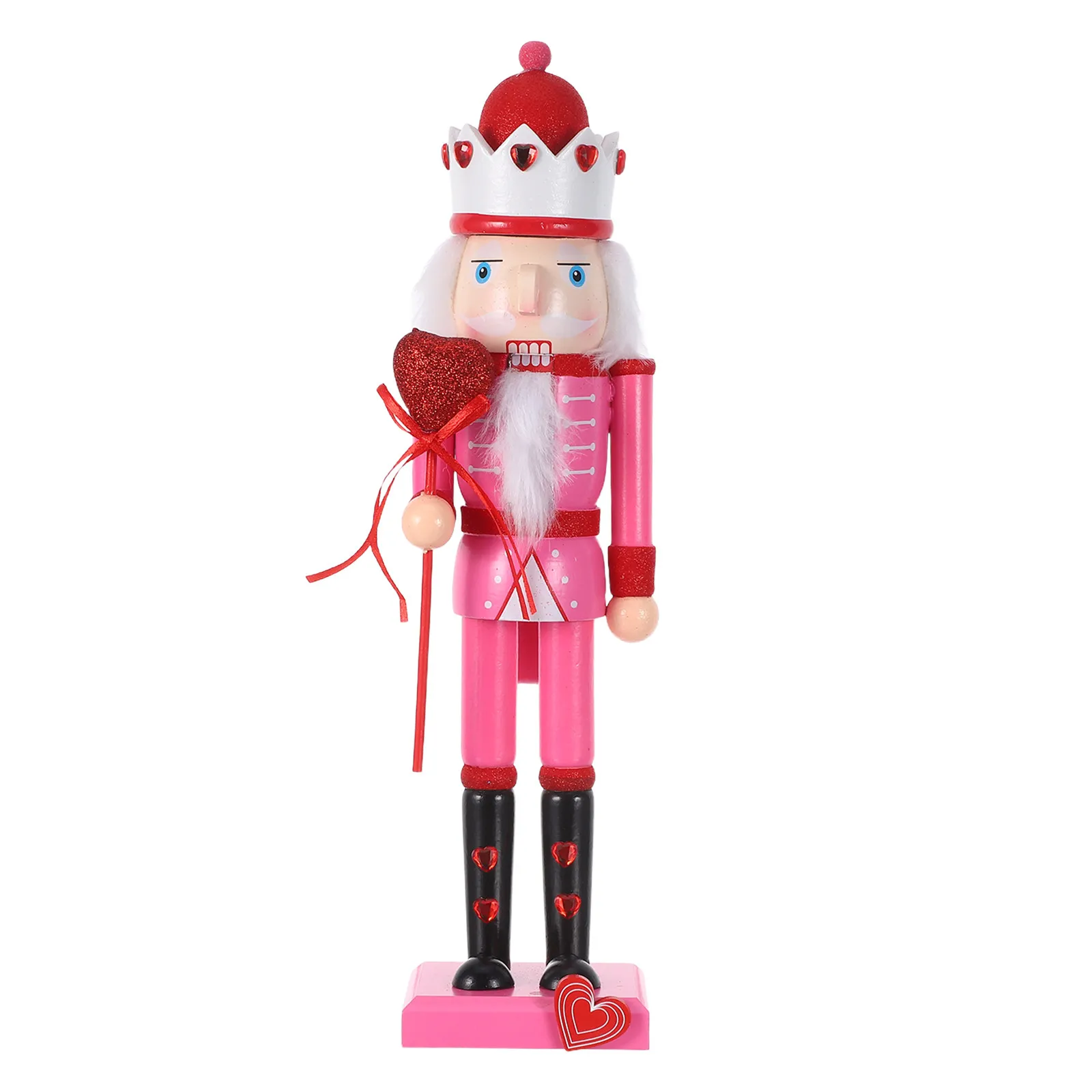 Wooden Nutcracker Soldier 37Cm Valentine's Day Decor - Table Centerpiece for Mantel Shelf Kitchen Holiday Display
