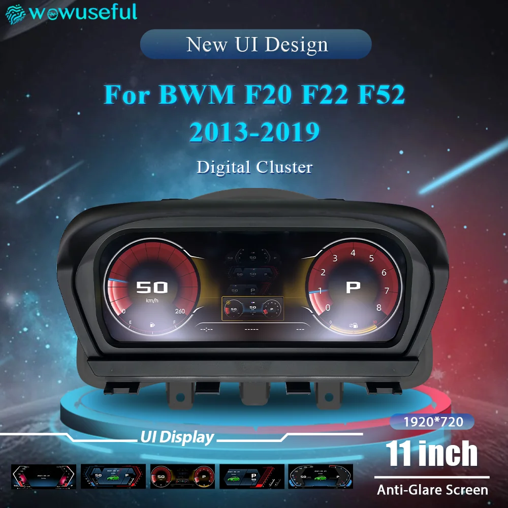12,3-Zoll Digitales Armaturenbrett für BMW 1er und 2er Serie F20 F52 F22 X1 F48 F49 X2 F39 F45, Virtuelles Cockpit-Instrumentencluster mit Tachometer
