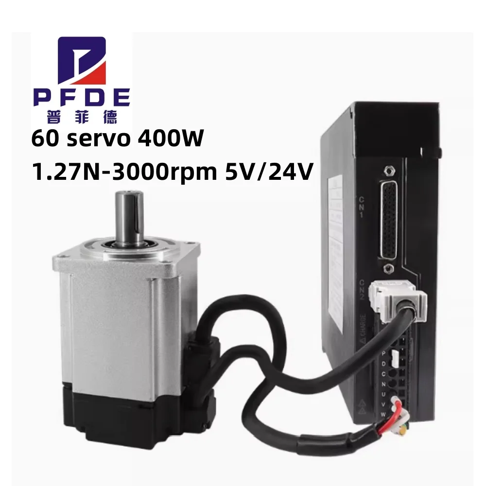 Servo Motor 400W AC Servo Motor Drive Kit 3000rpm 60 Flange Driver + 17-bit Magnetic Encoder + 2m/5M Cable for CNC