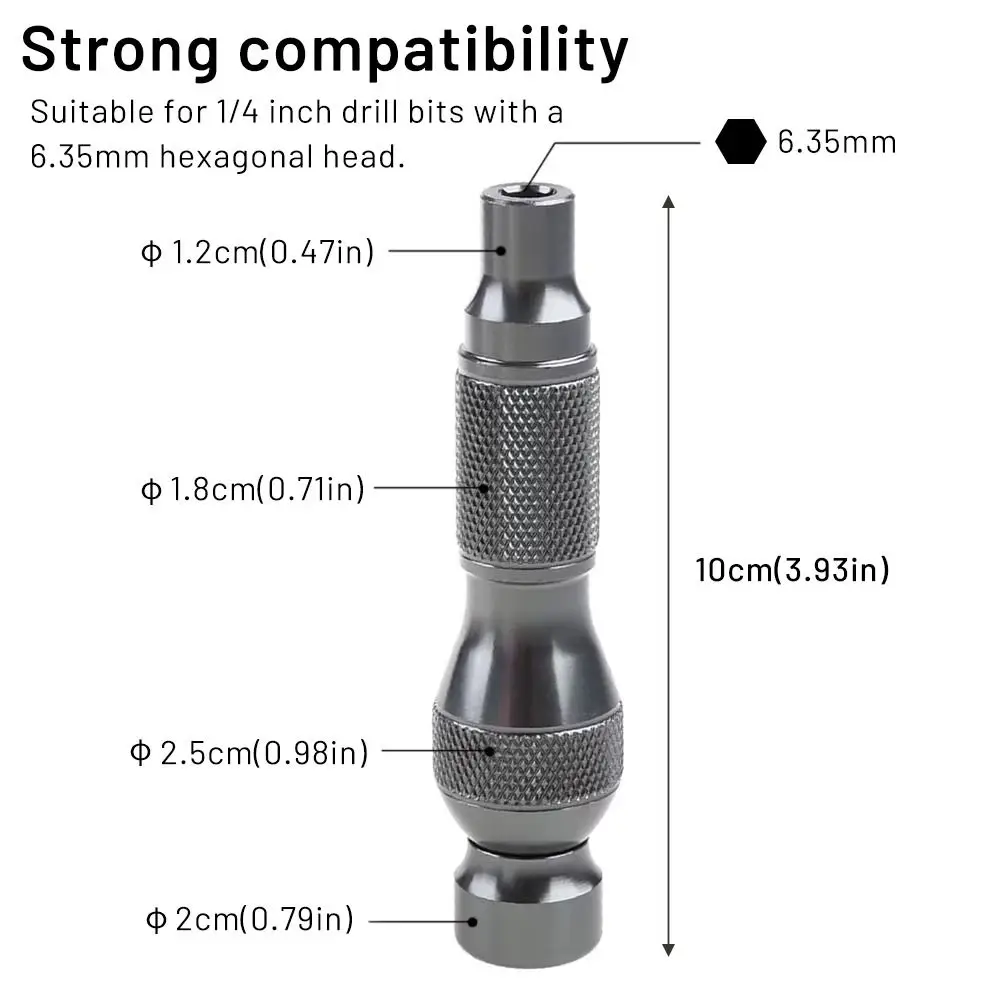 Porta punte da 6,35 mm in lega di alluminio Mini punte magnetiche ergonomiche per cacciavite Barra di sostegno Aste di prolunga durevoli