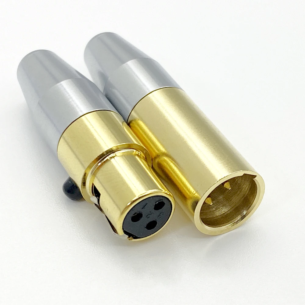 2Pcs/Lot MINI XLR 3-Core Male Female Connector Copper Gold-Plated XLR 3Pin DIY Soldering Plug Socket Camera Audio Cables Adapter