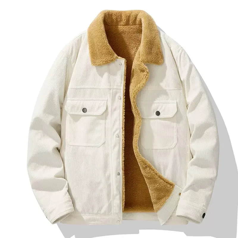 

Autumn/winter New Fashion Solid Color Thickened Warm Corduroy Jacket Men's Casual Loose Sports Plus Size High Quality Coat M-4XL