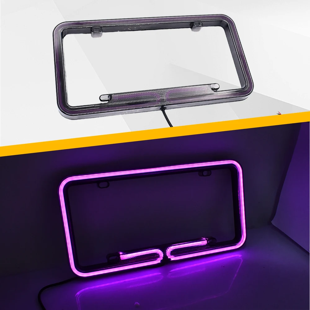 12V Red LED License Plate Frame Acrylic Lighted USA/Canada Tag Cover Holder for Auto Truck Vehicles Car Styling