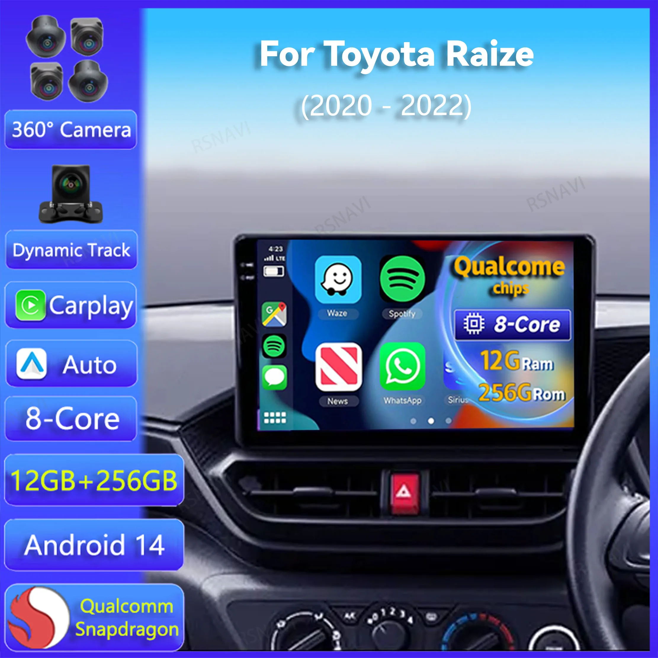 Android 14 Carplay Auto For Toyota Raize 2020 2021 2022 Multimedia Navigation Car Radio Player Video WIFI+4G Stereo Touch Screen