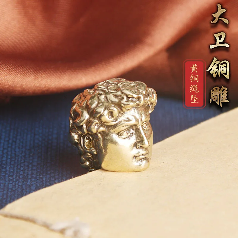 Pure Brass David Bronze Sculpture Rope Pendant DIY Jewelry Accessories Bag Leather Pendant Knife