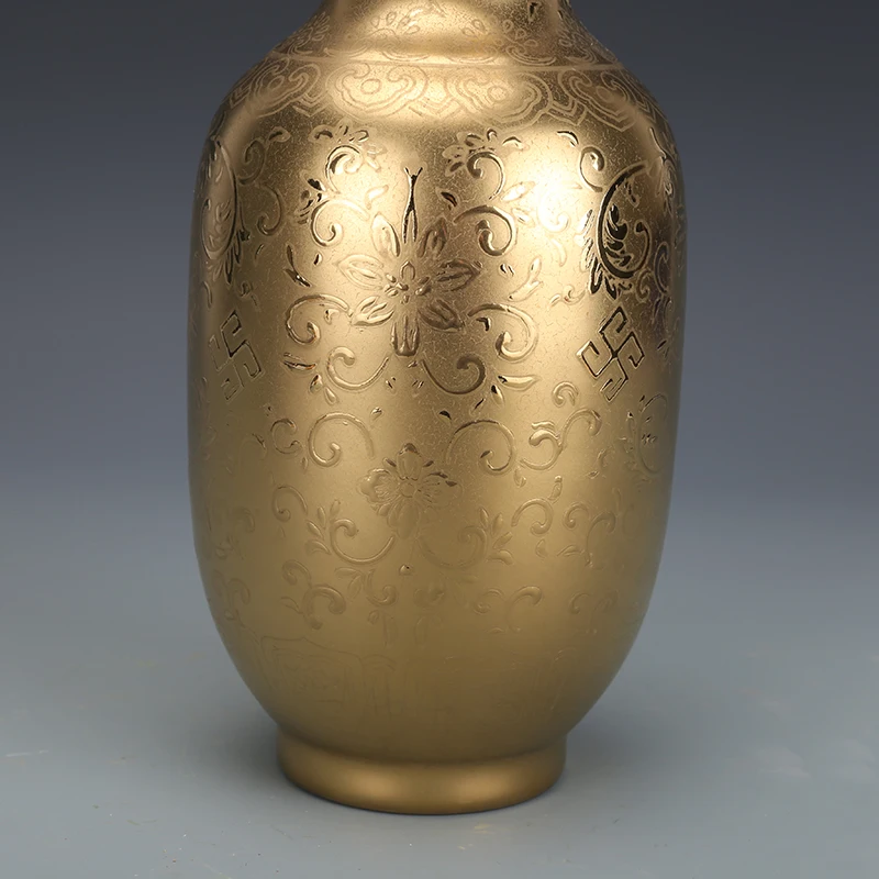 Qing Yongzheng Porcelain Gold Glazed Vase Ming And Qing Antique Porcelain Collection Ceramic Ornament