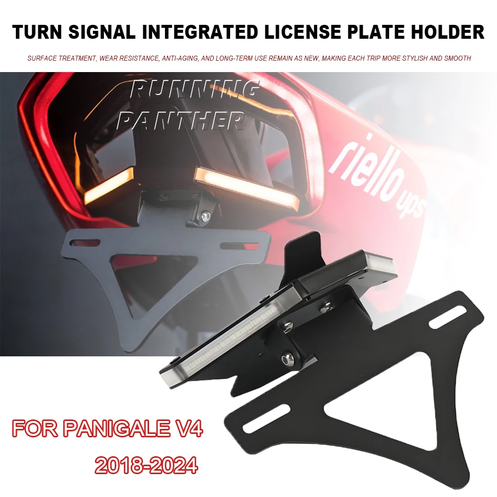

Motorcycle parts LED For Panigale V4 V4S 2018-2024 License plate holder turn signal integrated license plate holder ﻿