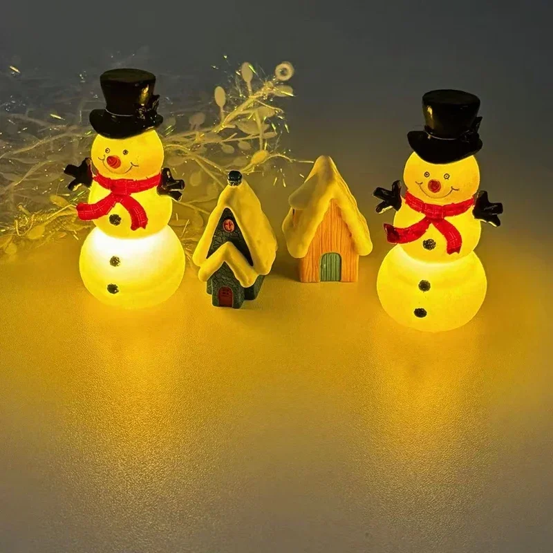 2PCS Snowman Night Light Usb Power Supply Color Change Soft And Bright LightLed Plastic Transparent Christmas Home Decoration