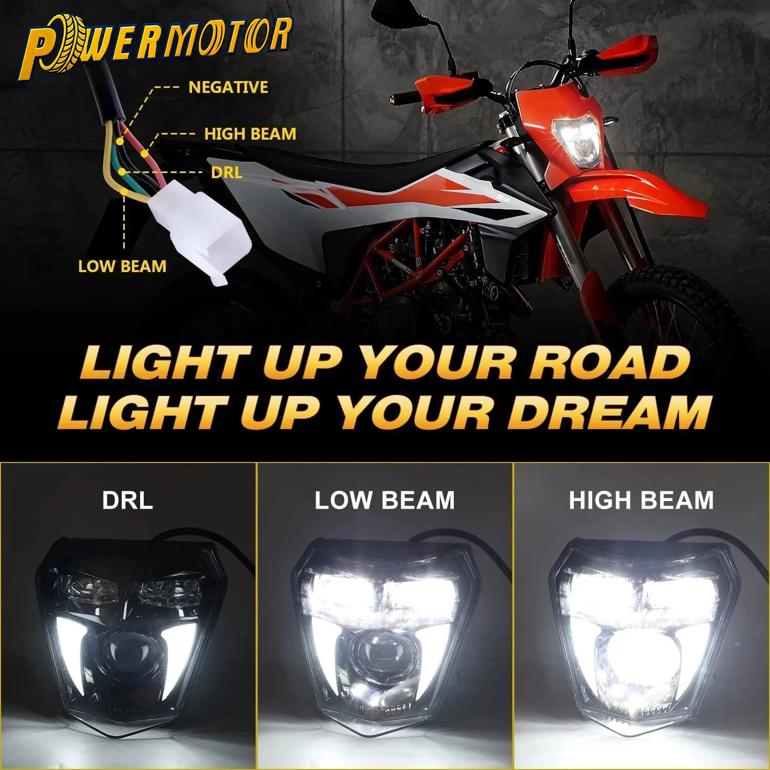 

For KTM 690 SMCR Enduro Motocross LED Headlight DRL XCW EXC EXCF 250 300 350 450 500 Motorcycle Headlamp Modified Accessories
