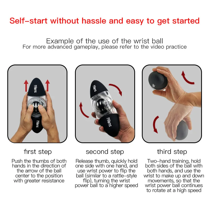 Self Starting Arm Training, Grip Ball, Arm Strength Burst, Wrist Metal Silent Centrifugal Pressure Reduction Fitness