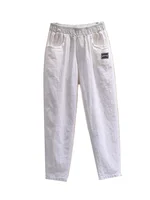 Slimming Straight Leg Cotton Linen Harem Pants Women's High Waist Summer Casual Trousers Pure Color Versatile Loose Fit Thin - Image 5