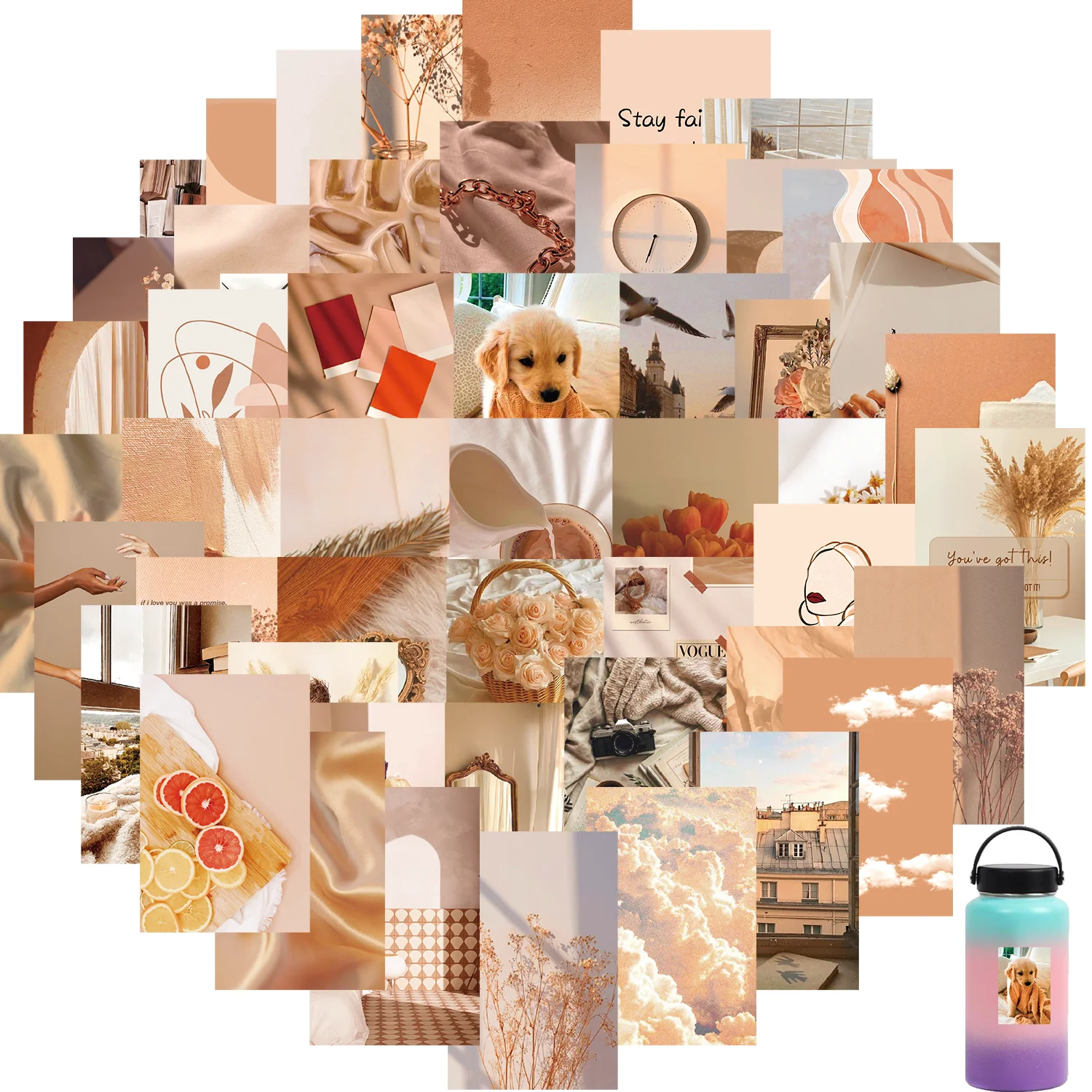 

52pcs Ins Autumn Beige Scrapbook Stickers DIY Diary Laptop Luggage Skateboard Graffiti Decal Fun Stylish Classic Toys