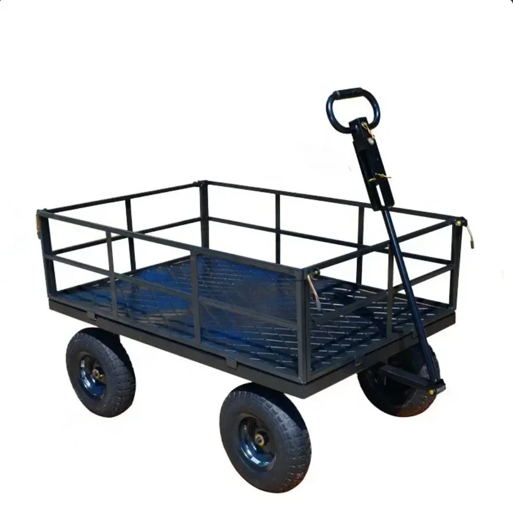 Garden Wagon Cart 4 Wheel Heavy Duty Utility Yard Steel Cart