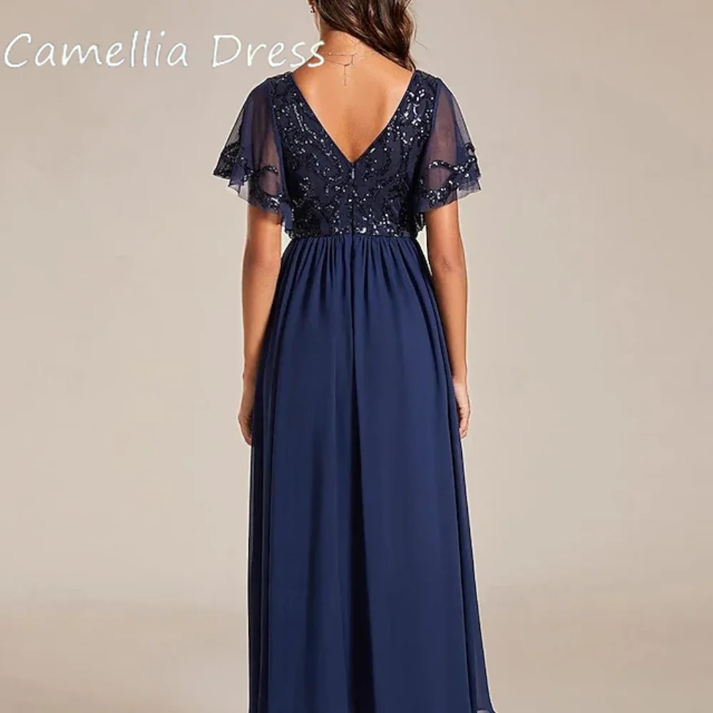 Camellia Elegant Female Dress A Line Chiffon Wedding Party Dresses Appliques Mother of Bride Dresses Robe De Soirée