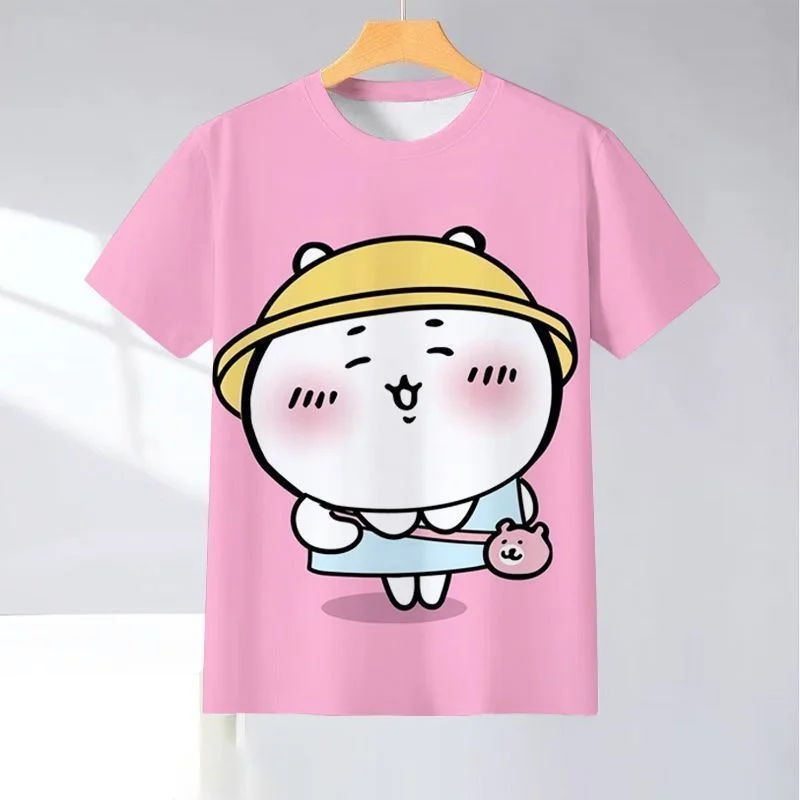 Chiikawa Is All Here! Adult Couple Soft Cute Cartoon 3D Print T-shirts Sports Leisure Breathable Short Sleeves FamilyMatching