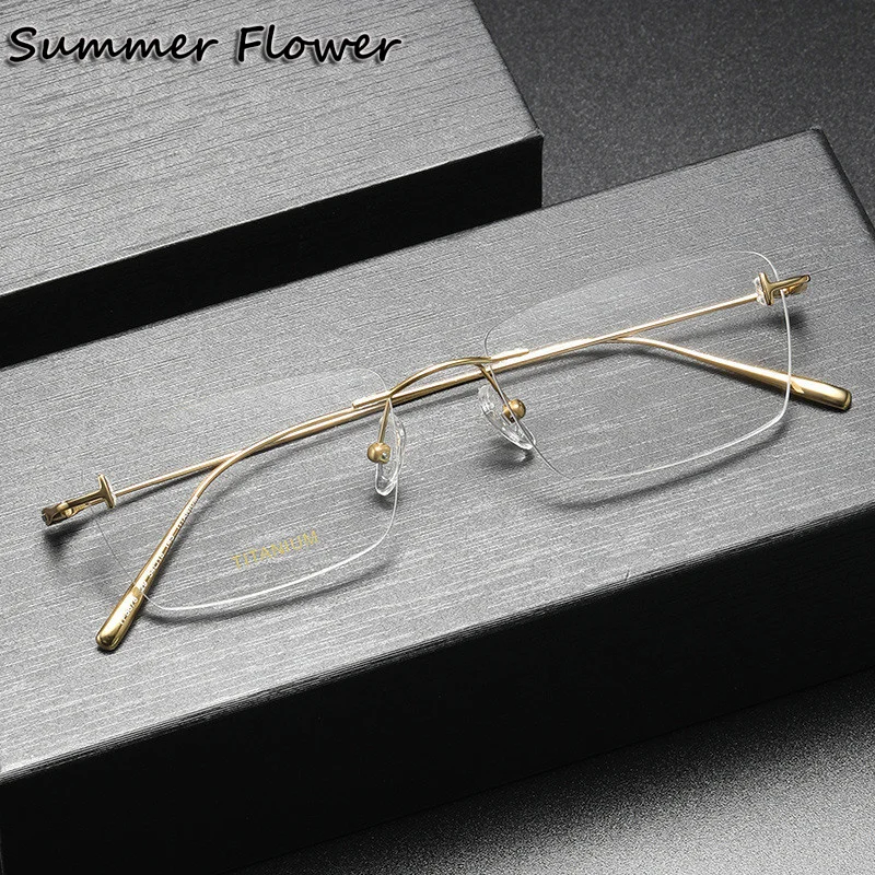 Ultra Light Frameless Eyeglasses Women 2.0 Optical Myopia Prescription Designer Rimless Glasses for Men