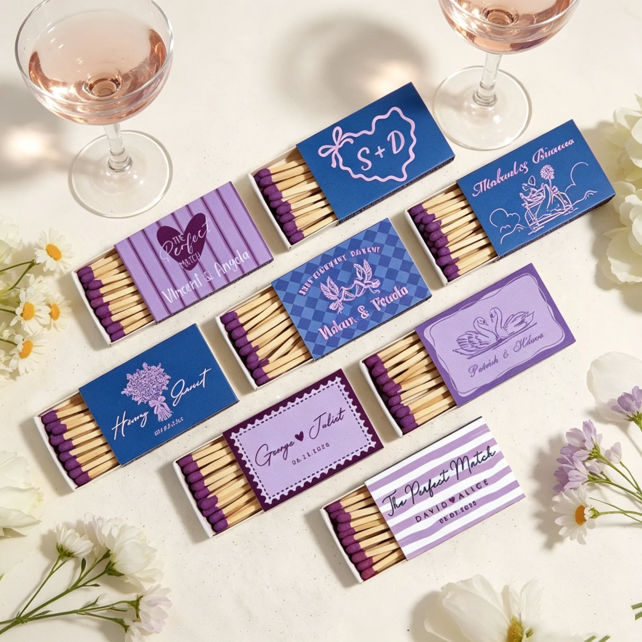 

Bespoke Personalized Wedding Matchboxes, Custom Luxury Favors with Your Logo, Free Preview in 24 Hours, Elegant Bridal, Engageme