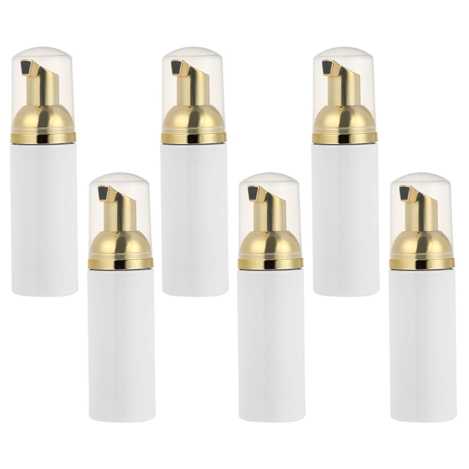 

6Pcs Empty Foam Bottle with Golden Pump Head Refillable Dispenser for Cosmetics Toiletries Liquid Soap Long Straw Efficient Use