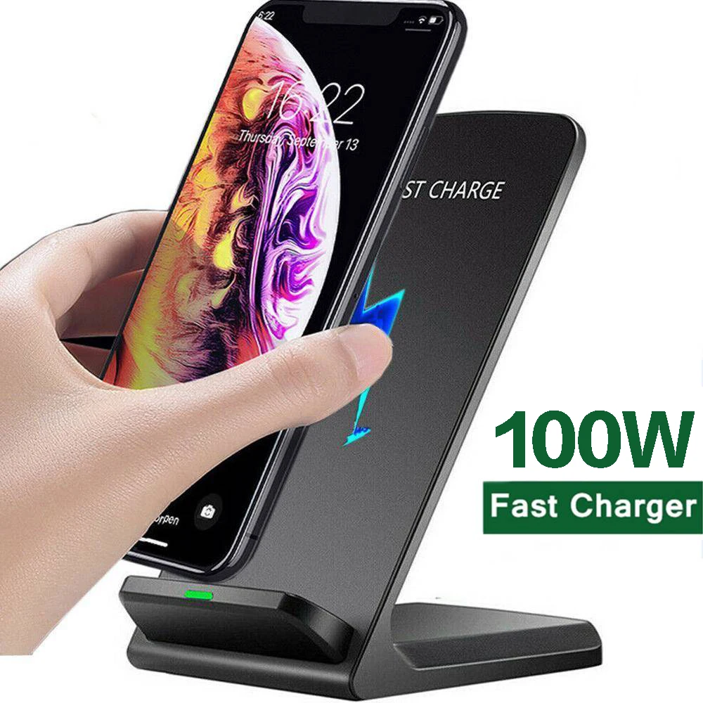 New 100W Wireless Charger Stand For iPhone 14 13 12 Pro Max 11 XS XR X 8 Samsung S22 S21 S20 Type C Fast Charging Dock Station