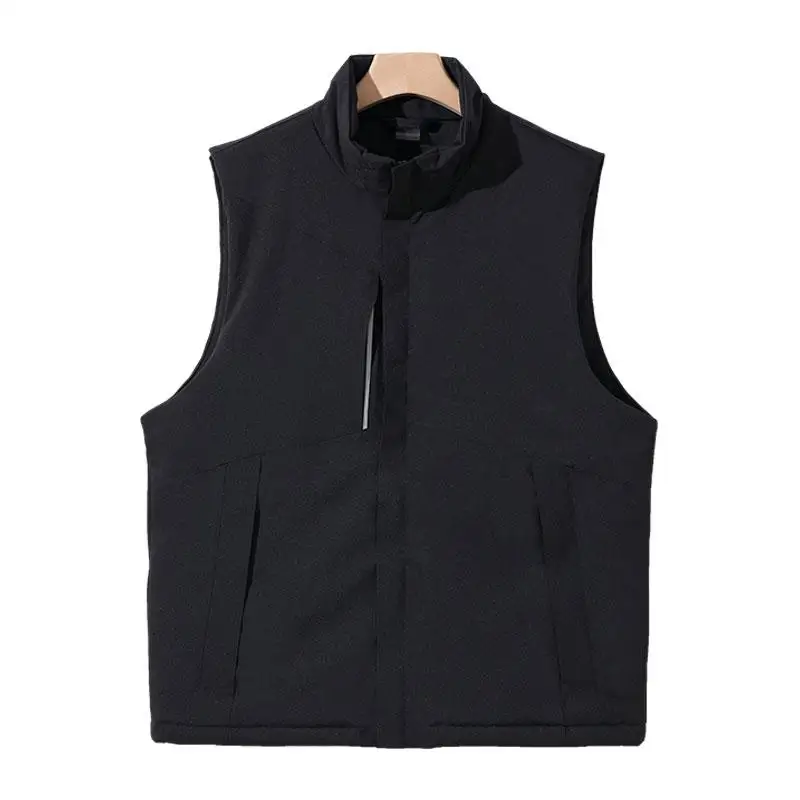 

2024twear Windproof Vests Men Loose Waistcoats Casual Solid Sleeveless Vest Stand Collar Zip Cotton Pad Autumn Winter Warm Coats