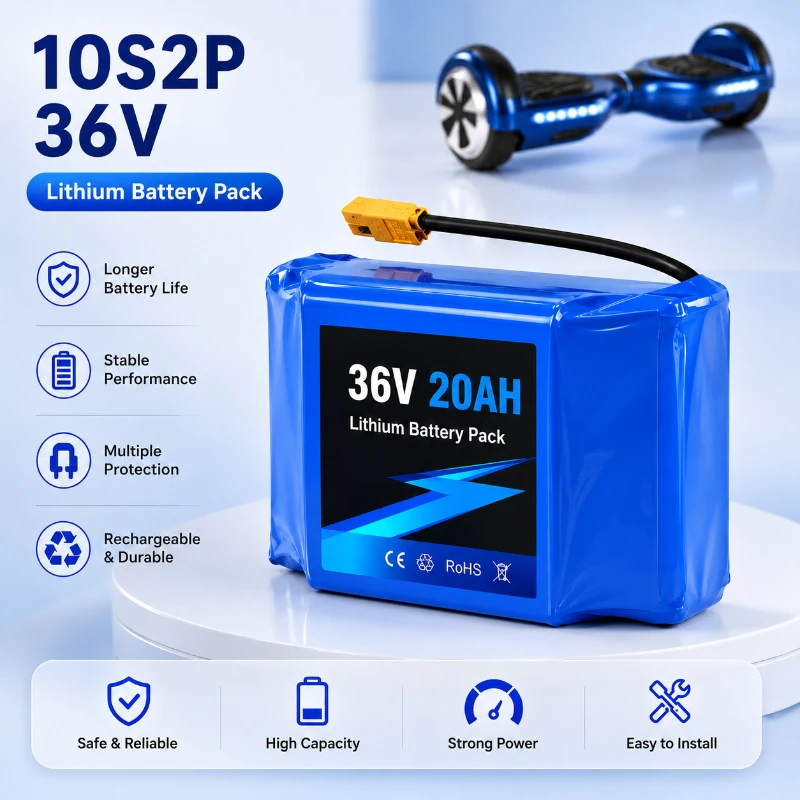 Batterie lithium-ion 36V 10Ah-20Ah, pack de batteries rechargeables 10S2P avec BMS pour trottinette électrique auto-équilibrante, livraison rapide UE, batterie de remplacement