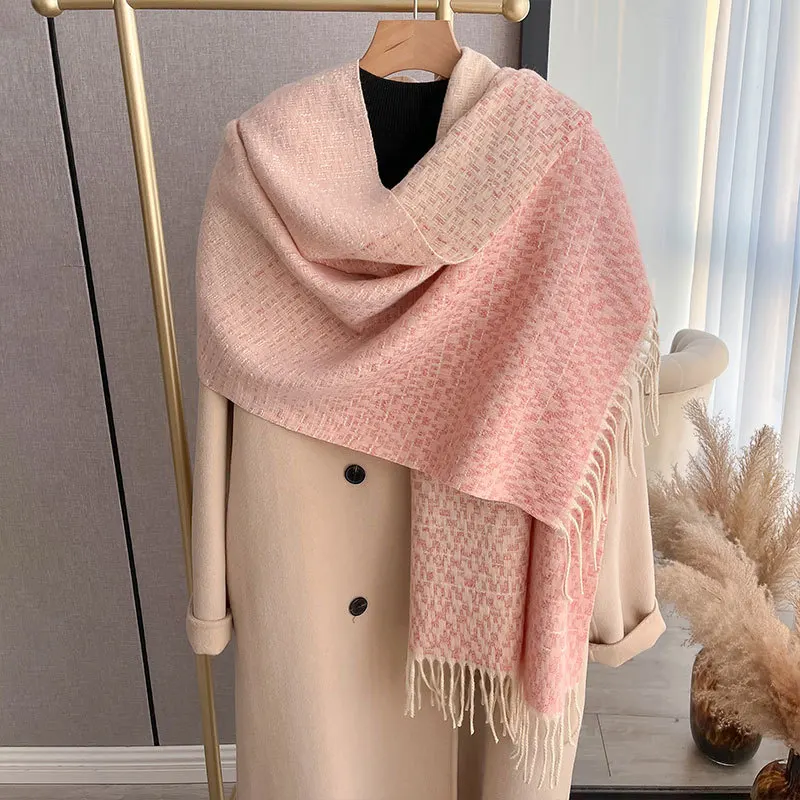 

Women Scarf Cashmere Pashmina Shawls Tassel Hijab Head Wraps Female Autumn Winter Neck Warmer Tassel Scarves Bandana 180X65Cm