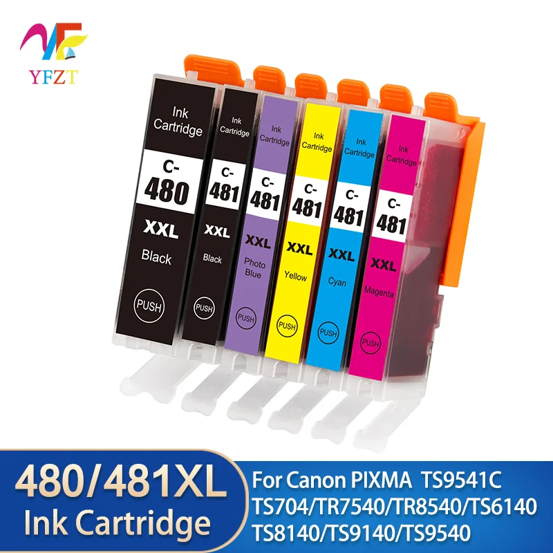 PGI-480 CLI-481 Compatible Ink cartridge For Canon PIXMA TS704 TR7540 TR8540 TS6140 TS8140 TS9140 TS9540 TS9541 Printer