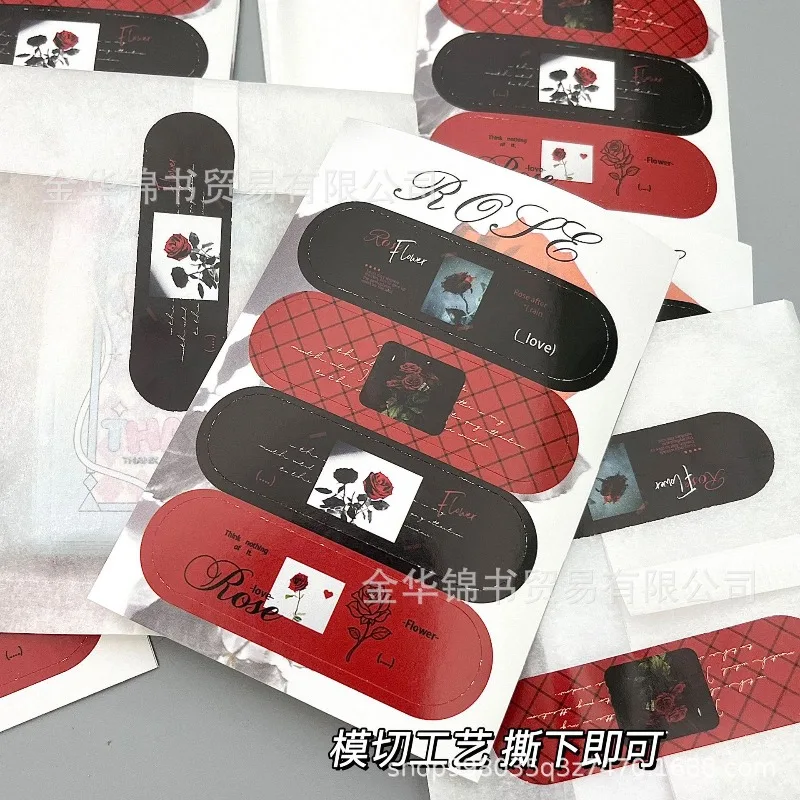 

80 шт., уплотнительные наклейки в форме темной розы, этикетки «сделай сам», для экспресс-коробки, пузырчатая сумка, корейская упаковка для фотокарт KPOP, DIY Deco