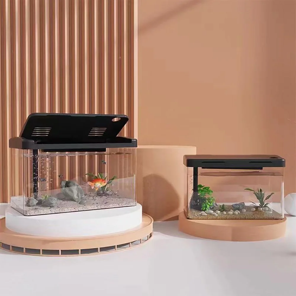 4K HD Multifunctional Fish Tank Transparent Ecological Aquarium Loop Filter Oxygenate Landscape Decoration Fish Tank Pet Box