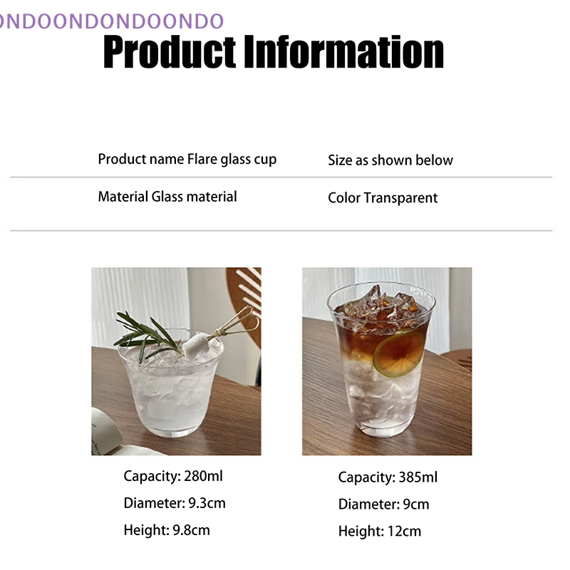 

Minimalist Transparent Glass Cup Handle Drinkware 280ml 385ml for Water Coffee Whiskey Beer Tea Milk - Set of 6