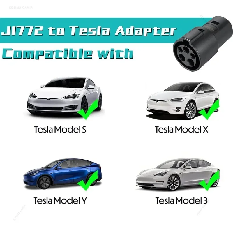EV-Ladeadapter Typ 1 J1772 für Tesla, Schnellladeadapter-Konverter für Model 3 Y X S Elektrofahrzeug-Ladeanschluss – Detail 5