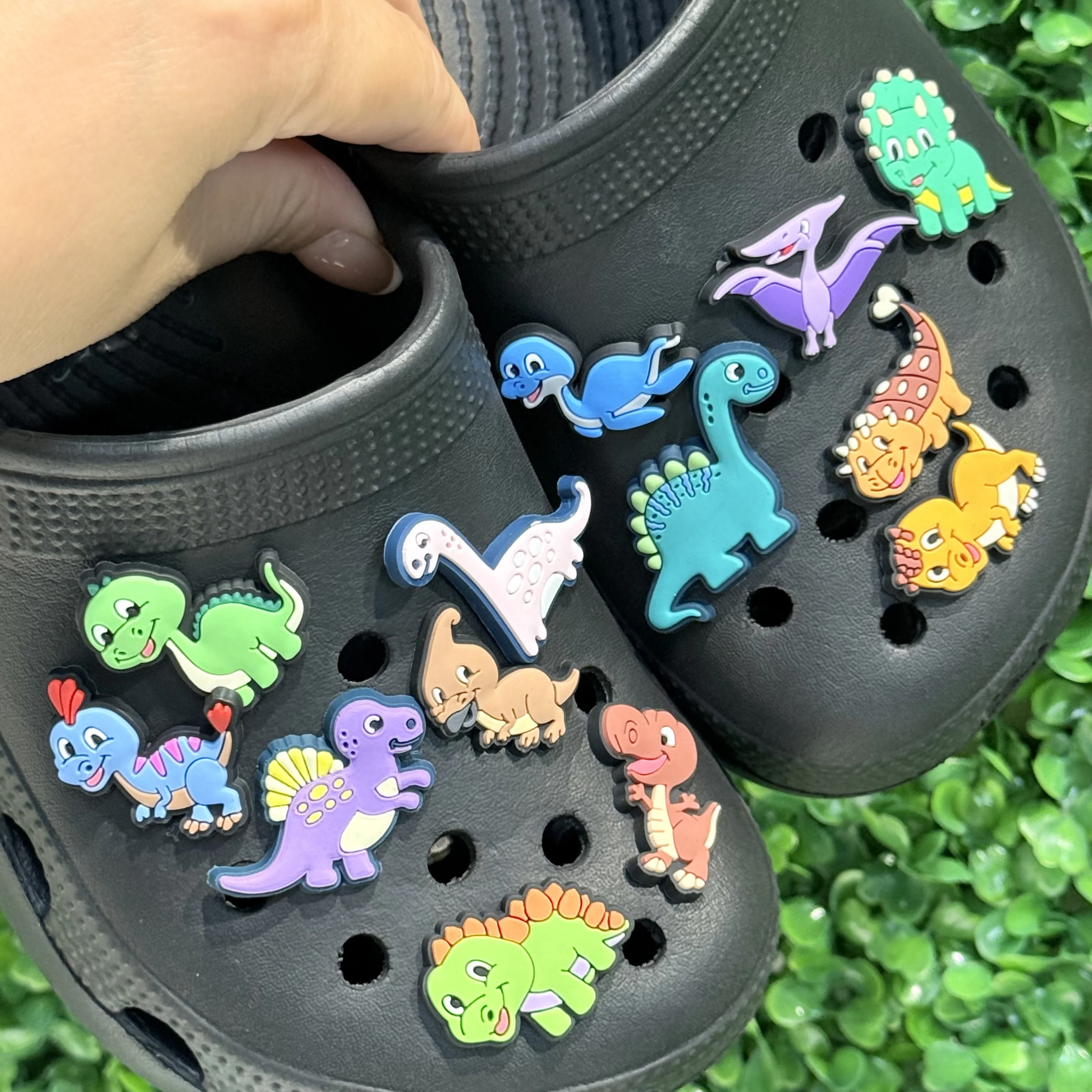13-100pcs Cartoon Animals Dinosaurs Shoe Buckle Sandals DIY Accessories PVC Shoes Charms Clogs Pins Decor Women Party Gift