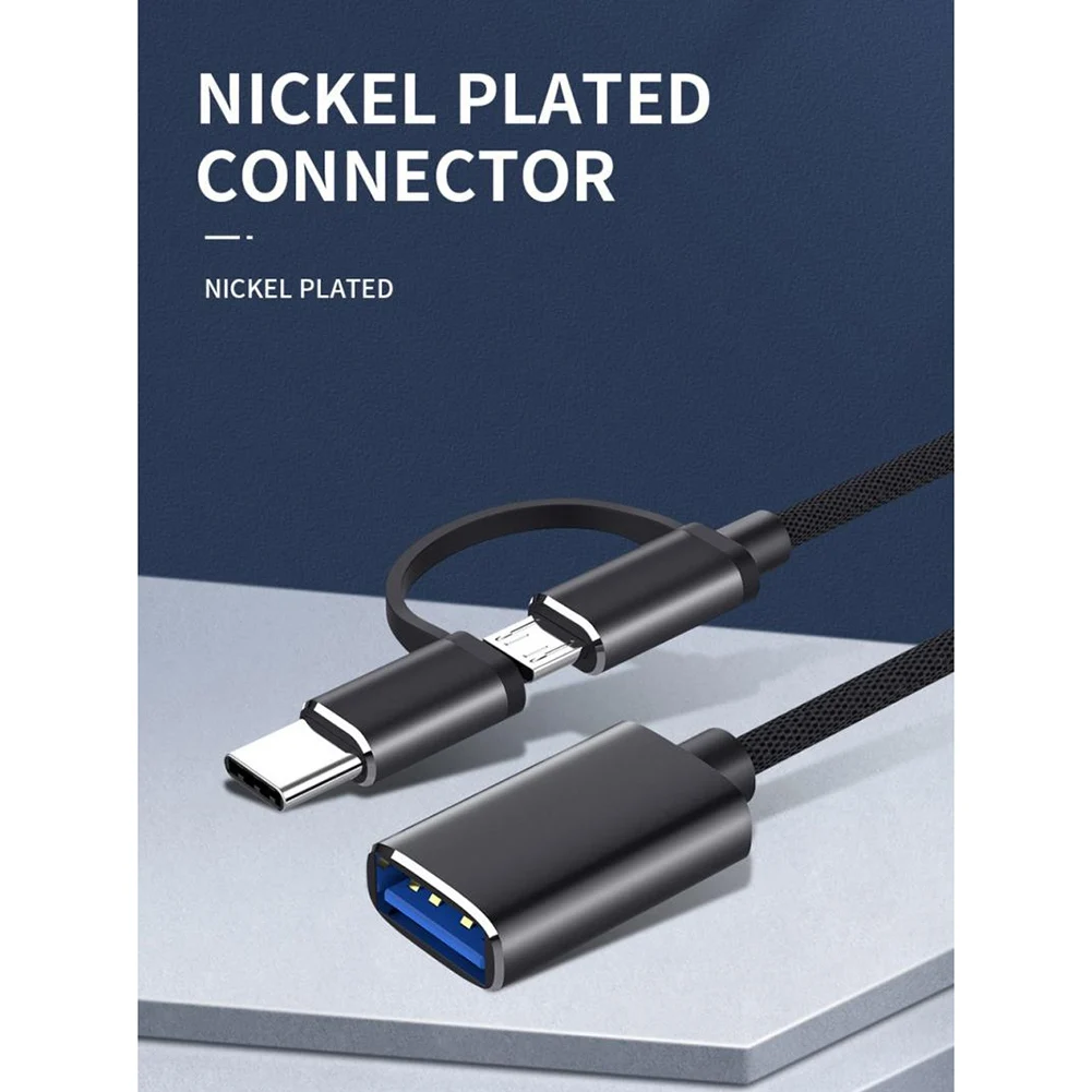 AA87 2 In 1 USB 3.0 OTG Adapter Cable Type-C Micro-USB To USB 3.0 Interface Converter For Cellphone Charging Cable Line