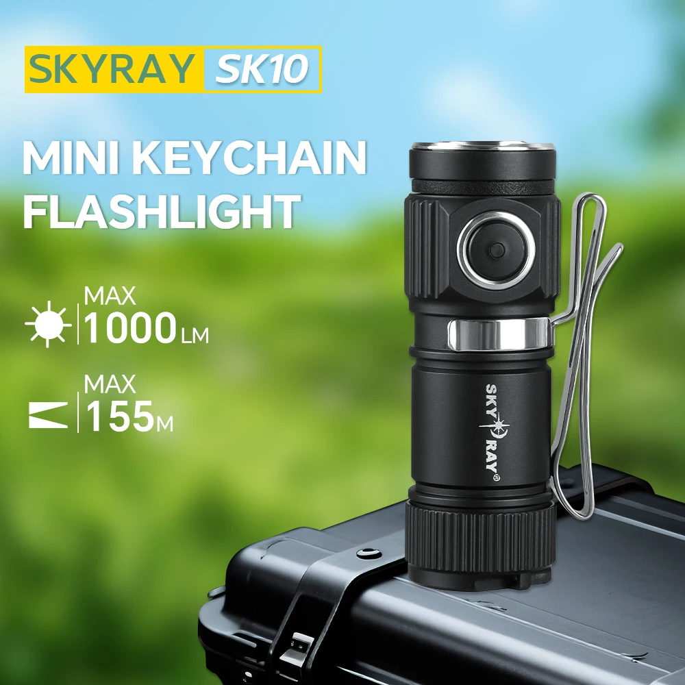 

SKYRAY 1000 люмен мини светодиодный фонарик 16340 Type-C перезаряжаемый брелок с магнитной лампой IPX8 EDC фонарь для кемпинга