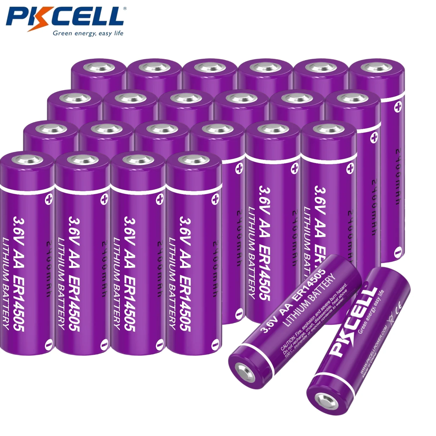 

PKCELL 24-Count ER14505 3.6V AA Lithium Batteries 2400mAh Li-SOCL₂ Non-Rechargeable Battery S7-400 ER14500 for Door Gate Sensor