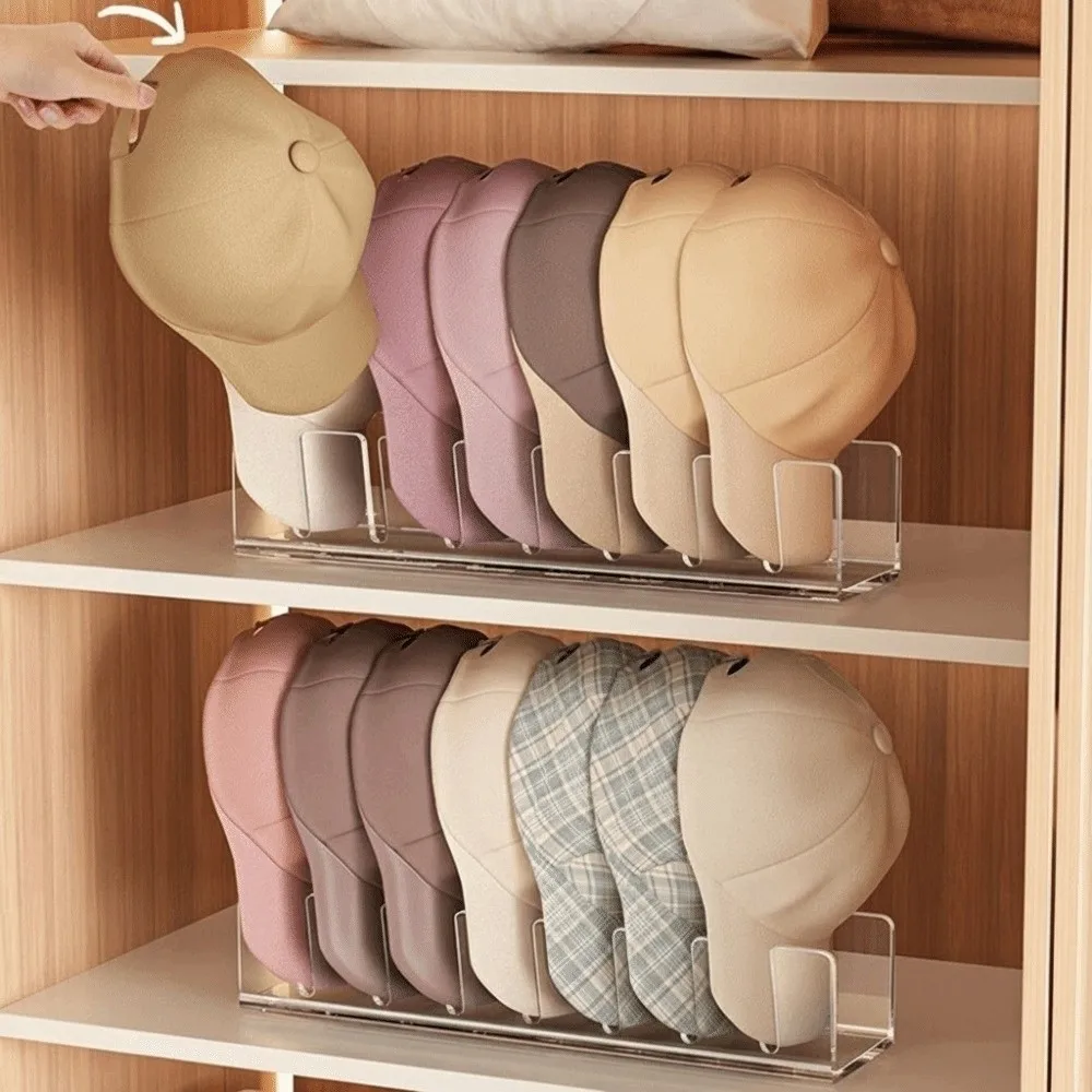 Quality Acrylic Baseball Cap Holder No Install Space-Saving Hat Storage Rack Acrylic Hat Organizer Baseball Cap