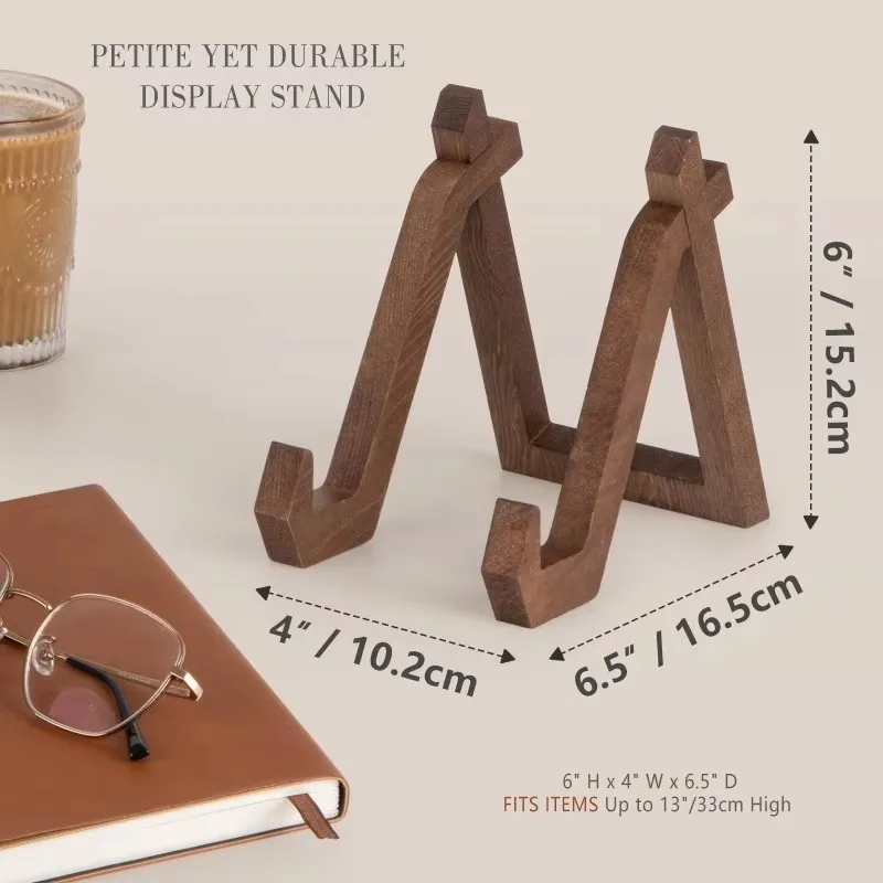 Wooden Plate Holder Display Stand Photo Frame Stand Recipe Book Record Rack Tabletop Decorative Picture Shelf Home Decoration